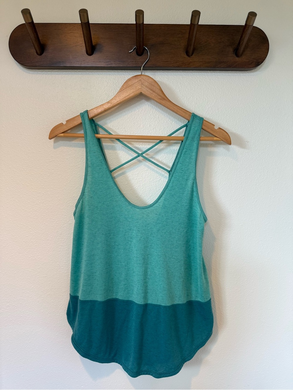Prana Teal Two-Tone Crisscross Back Tank